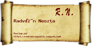 Radván Neszta névjegykártya